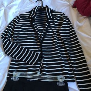 Black /white striped sweater blazer S