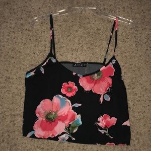 Black Floral Crop Top