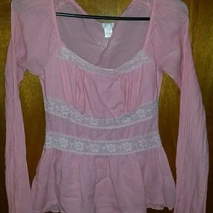 Long sleeve pink with lace top