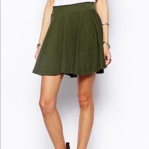 Free People Skater Skirt in Olive Green