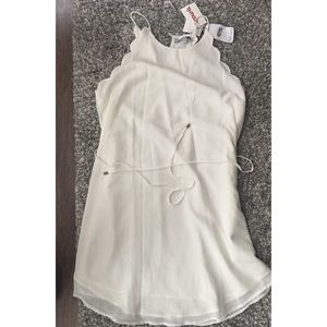 Naked Zebra ivory scalloped belted shift dress