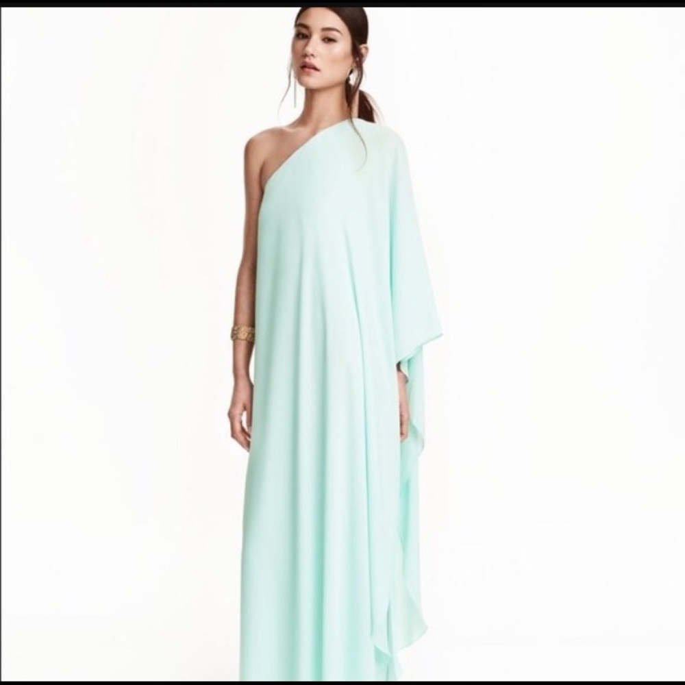 Greek looking one shoulder mint H&M maxi dress