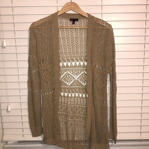 Open Knit Tan Cardigan/Sweater