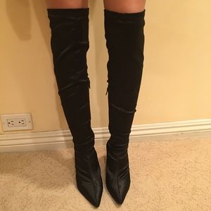 Black Satin over-the-knee boots Karen Millen