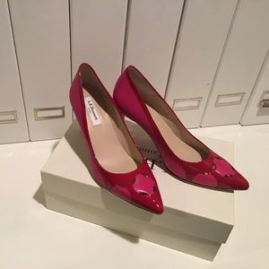 New in box L.K. Bennett red/pink patent pump