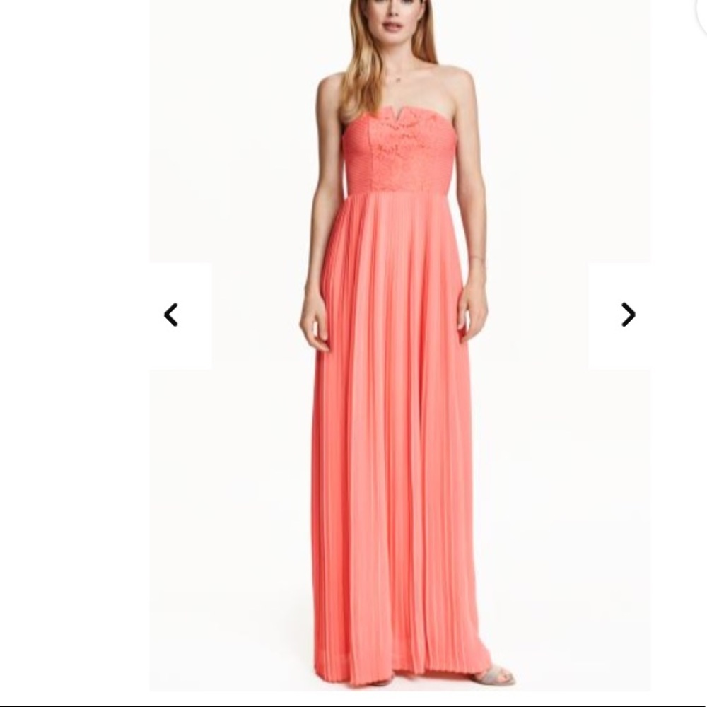 Orange/ coral  pleated h&m maxi dress