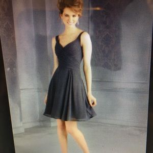 Charcoal Mori Lee bridesmaids dress