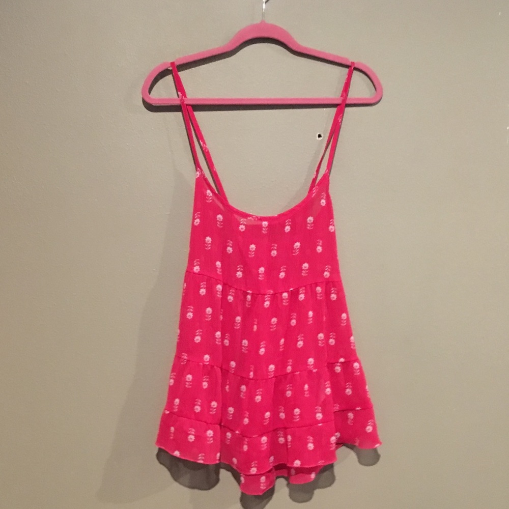 Tunic peasant top blouse tank cami pink Boho