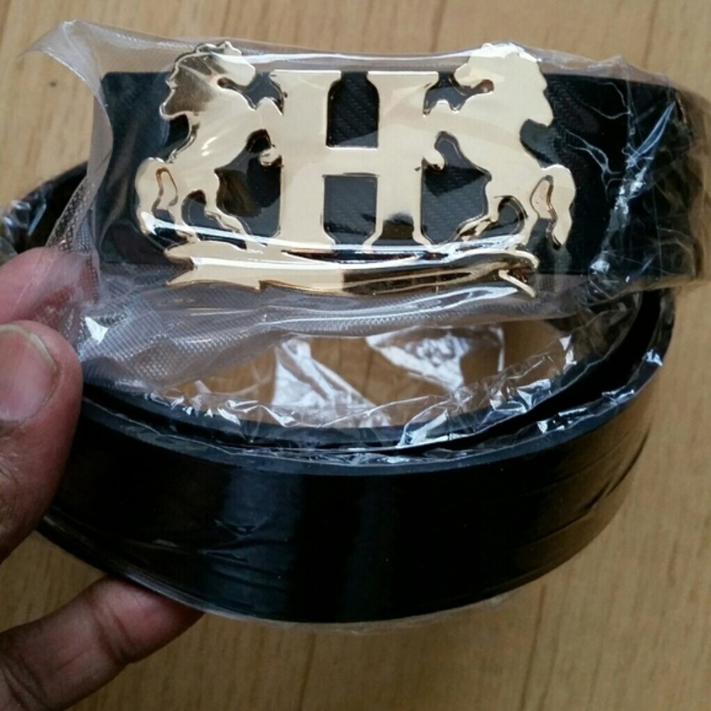 H Letter Horse Buckle Leather Belt Size 31"- 38"