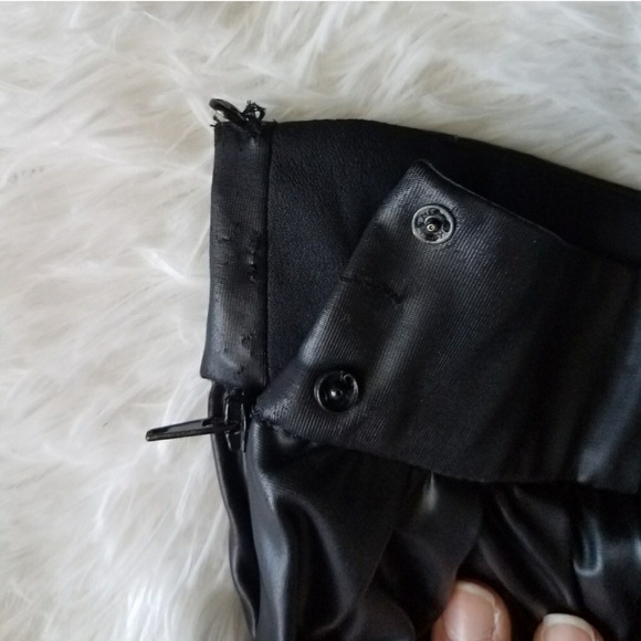 ZARA Vegan Faux Leather Black Pleated Midi Shirt - Picture 3 of 3