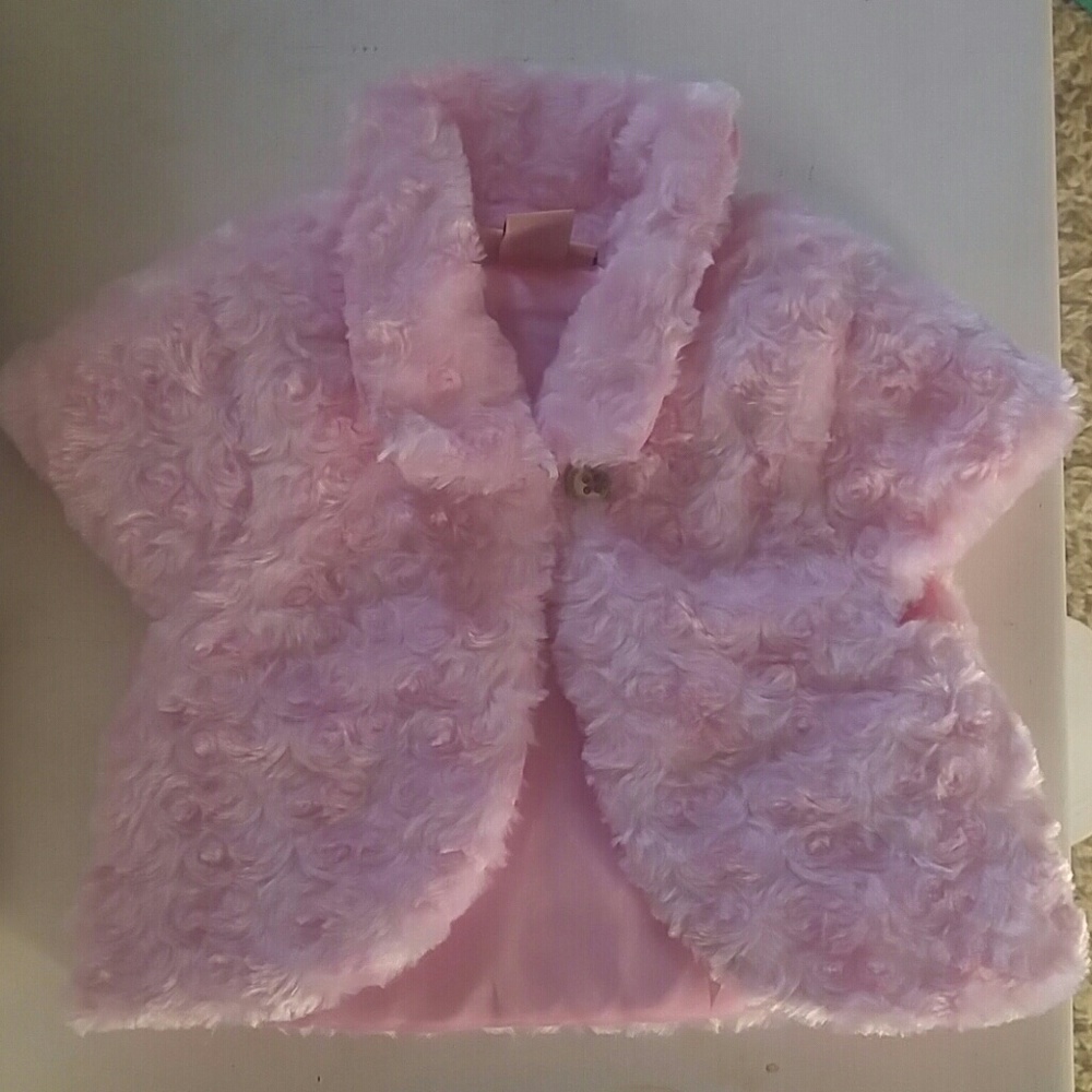 Pink fuzzy shrug