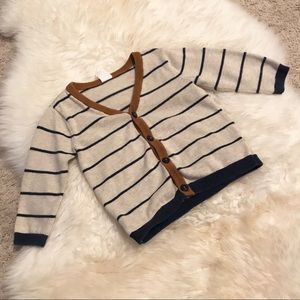 H&M baby boy blue striped cardigan w/ elbow patch
