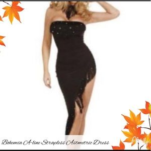 A-line style strapless asymmetric dress