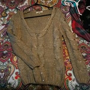 Tan sequenced knit sweater