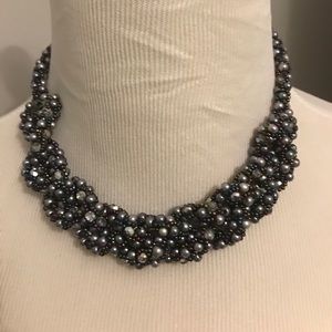 Beaded blue- purple-silver heckles and bracelet