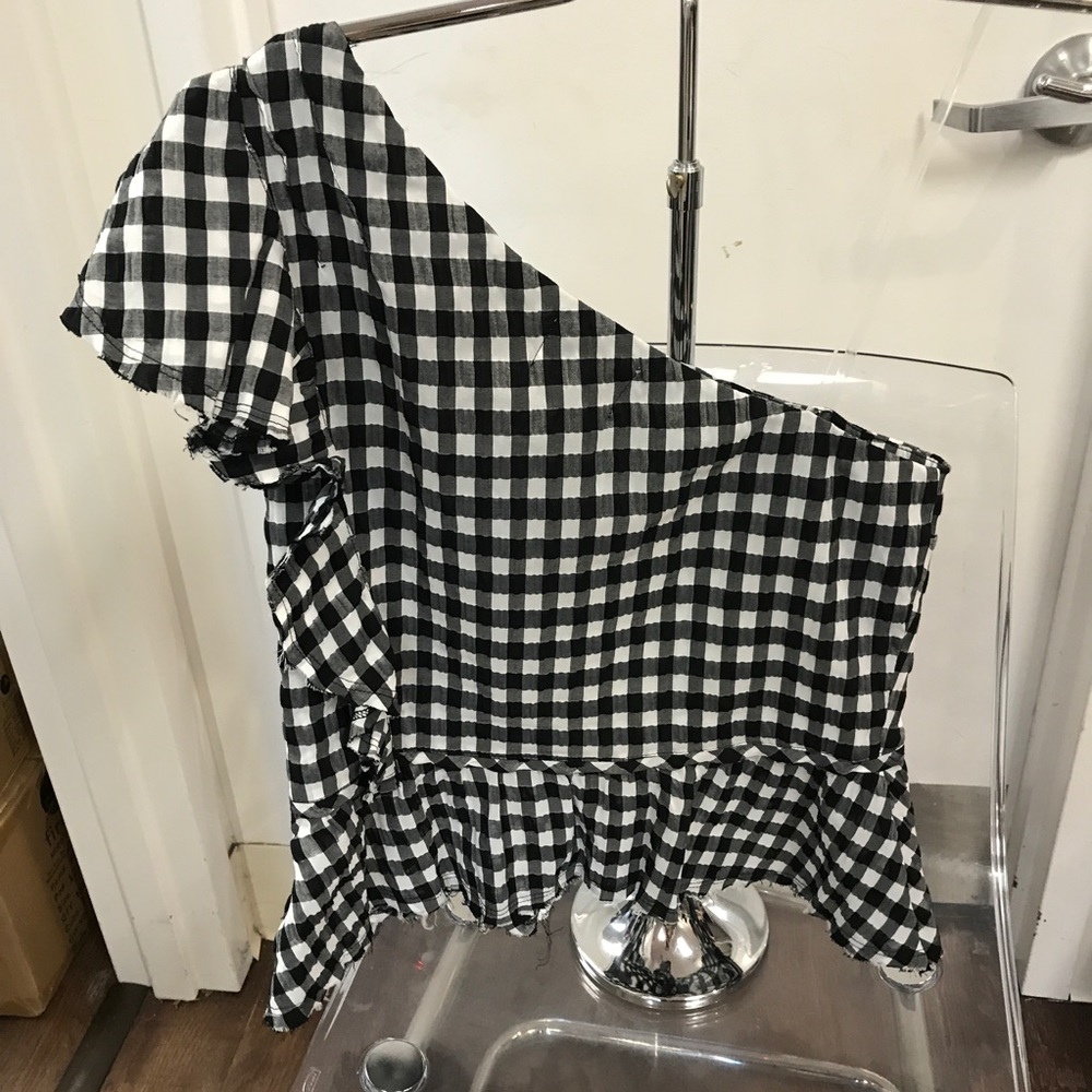 McGuire One Shoulder checkered blouse - Picture 5 of 8