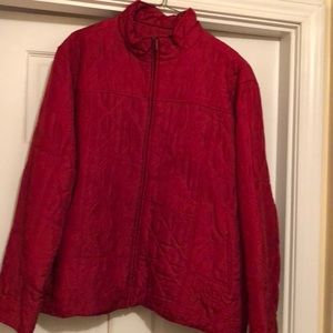 Holiday red silk quilted jacket