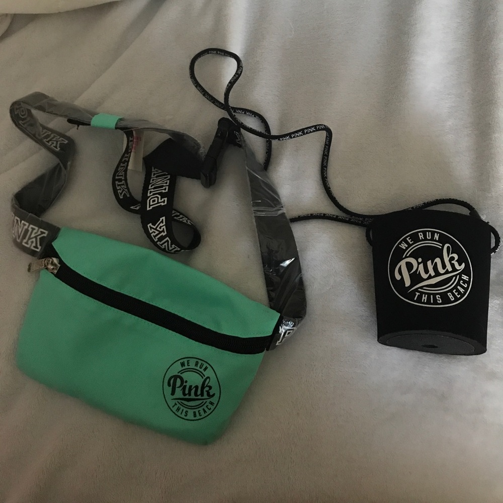 PINK fanny pack and koozie