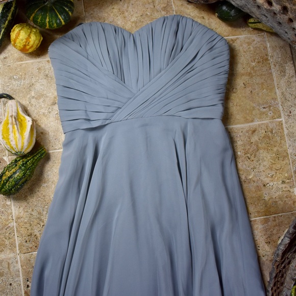 Theia slate gray strapless gown - Picture 3 of 7