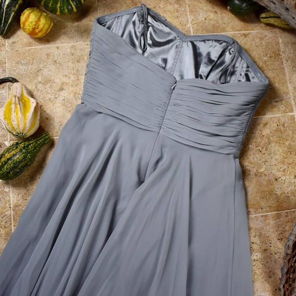 Theia slate gray strapless gown - Picture 5 of 7
