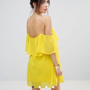 Club L Frill Detail Chiffon Dress with Cross Back