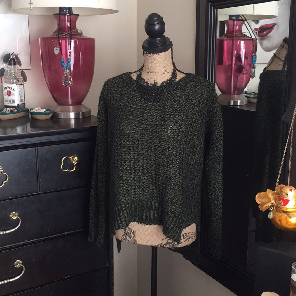 Harlowe and Graham🖤 Army Green Black Sweater