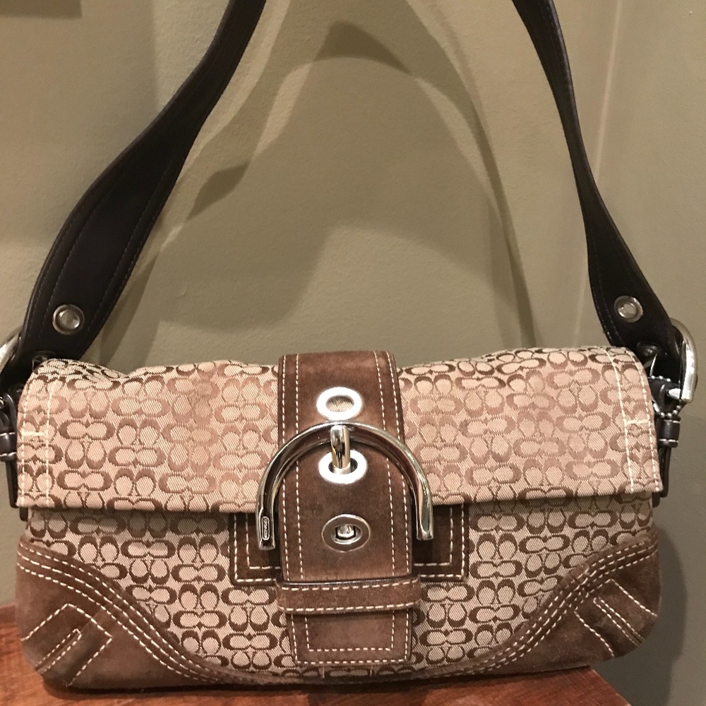 Coach Soho Mini Signature Buckle Suede  - Brown