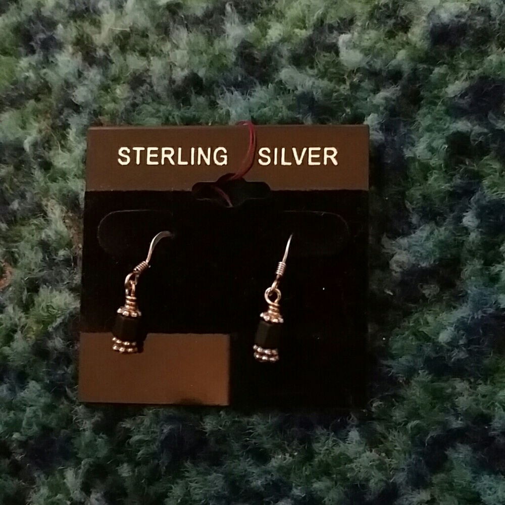 Silver black earrings