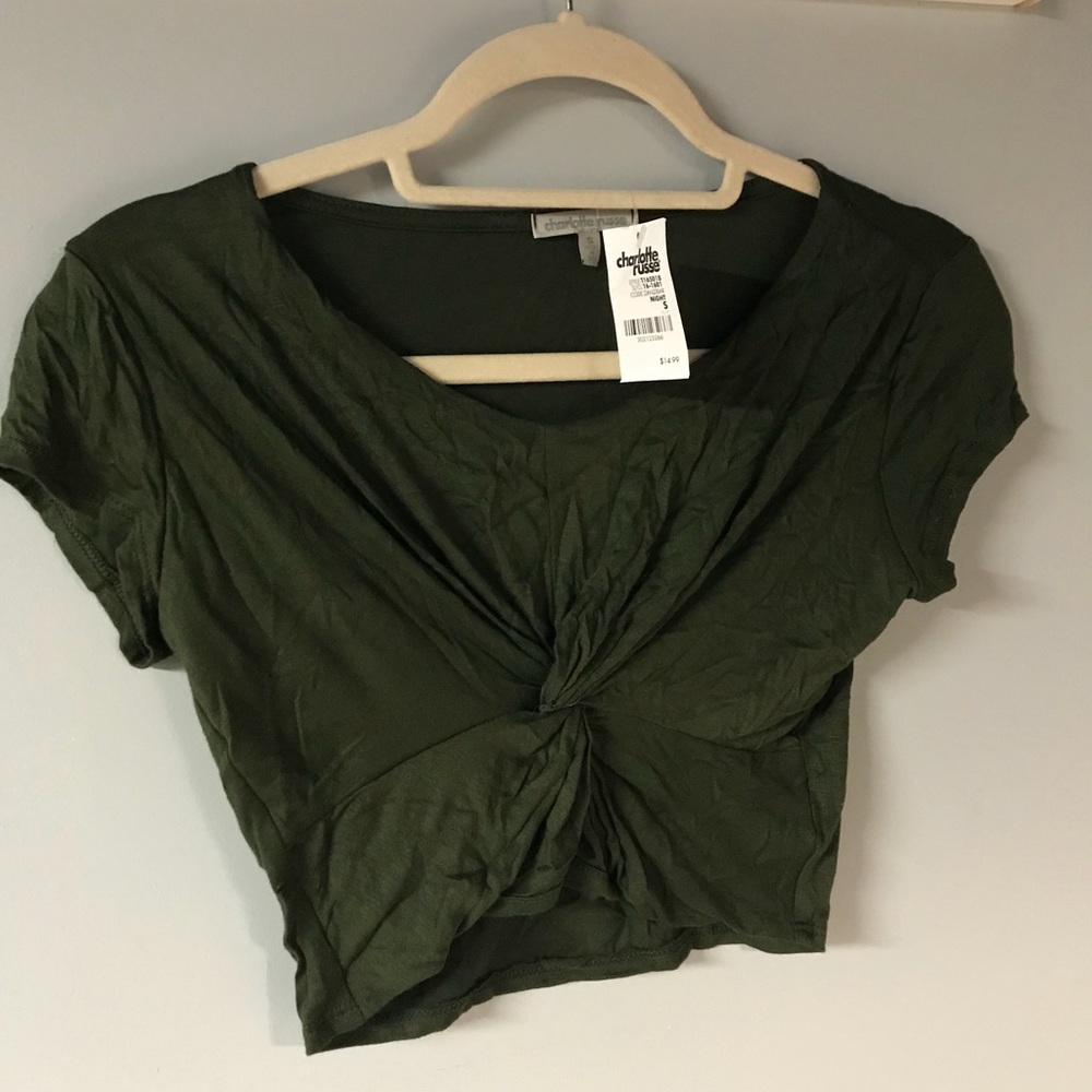 Army green crop top