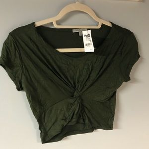 Army green crop top