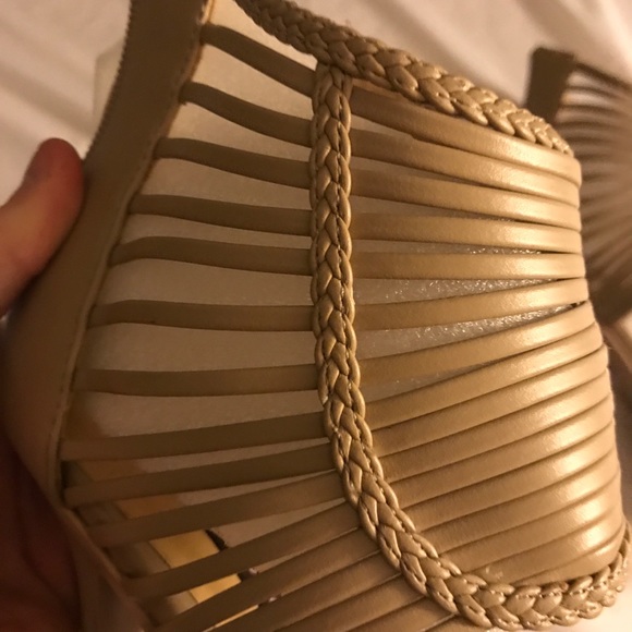 Platform sandal stiletto heels, tan nude braided - Picture 2 of 5