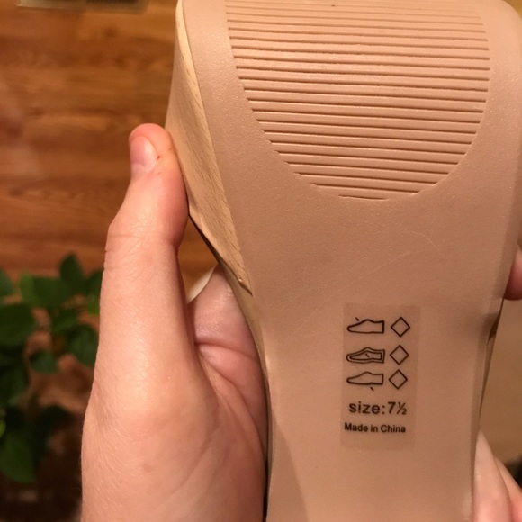 Platform sandal stiletto heels, tan nude braided - Picture 4 of 5