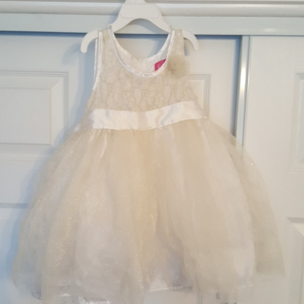 White and gold Toddler girl's dress