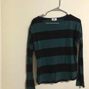 Teal and Black Stripped Top