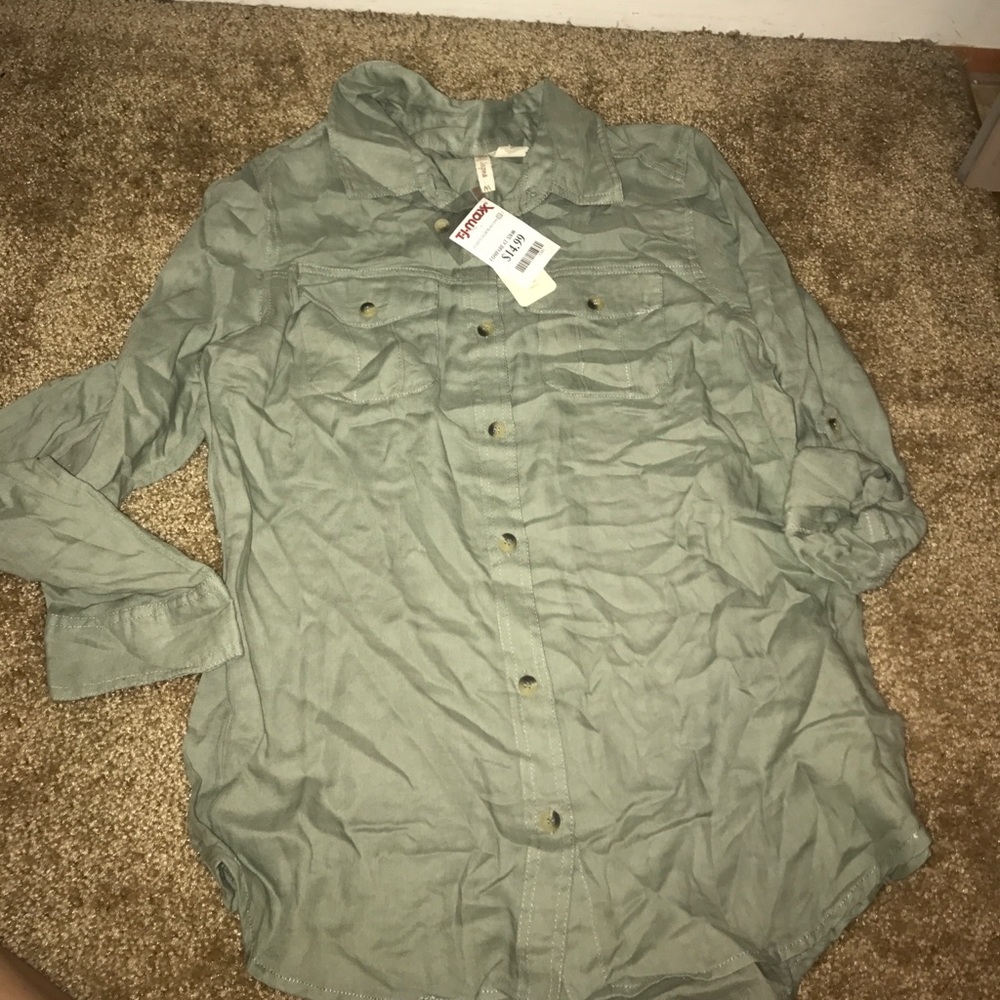 Olive button down shirt