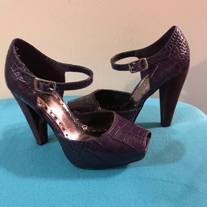 BCBGirls Purple Suede and Croc Heels