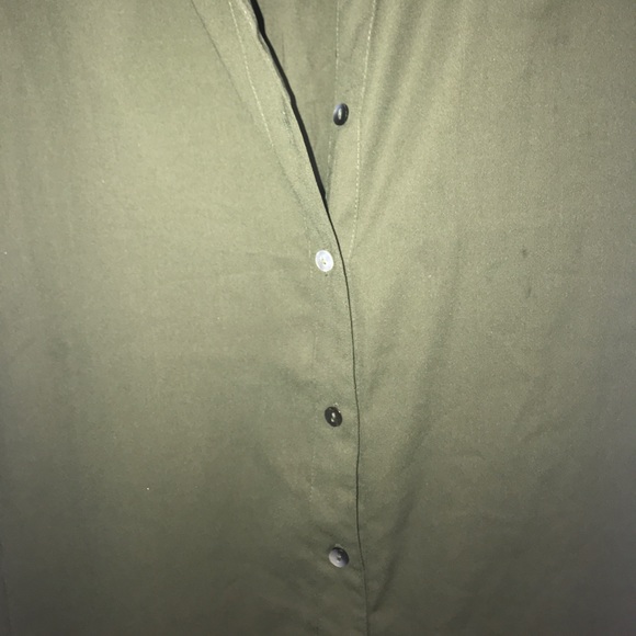 Long button up army green dress - Picture 2 of 2