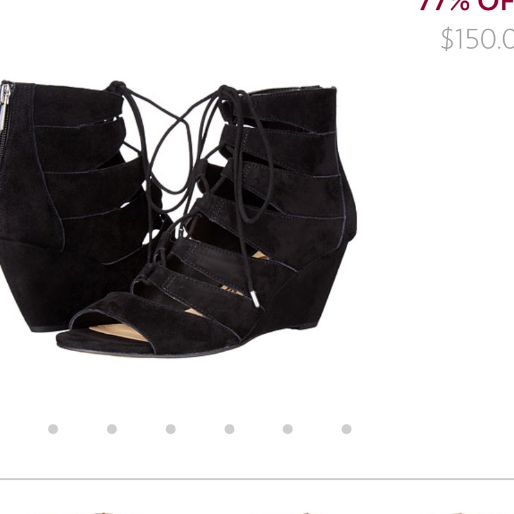 SAM EDELMAN, strappy wedges black size 7M leather
