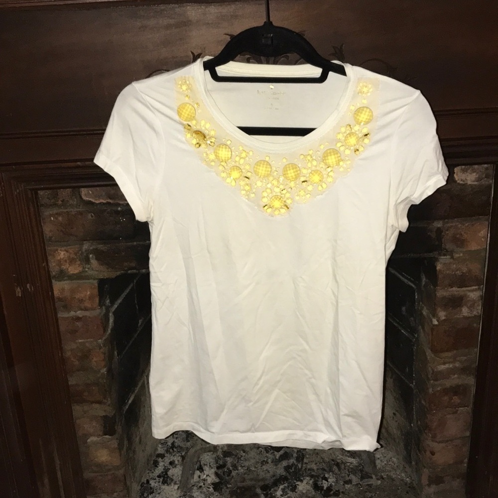 kate spade new york t shirt with jeweled bib