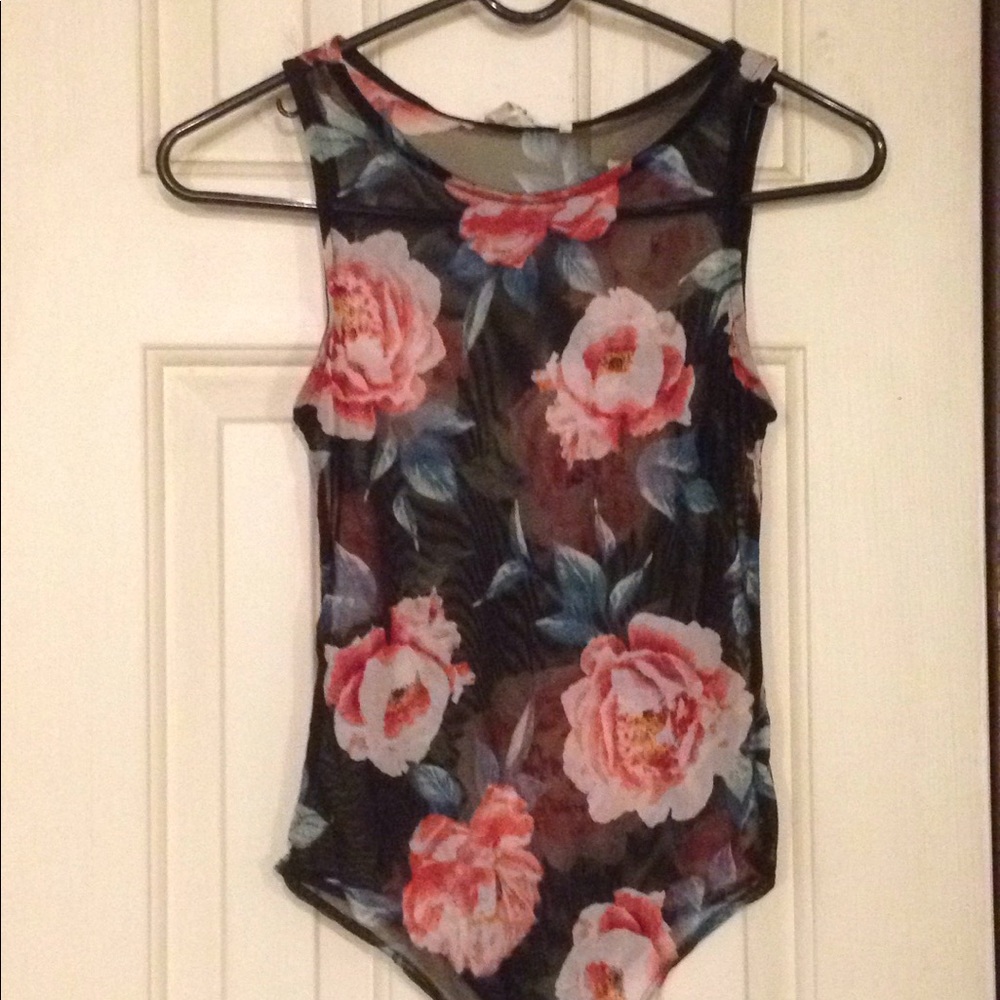 mesh floral body suit