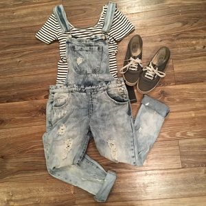 Forever 21 Destroyed Denim Overalls XS