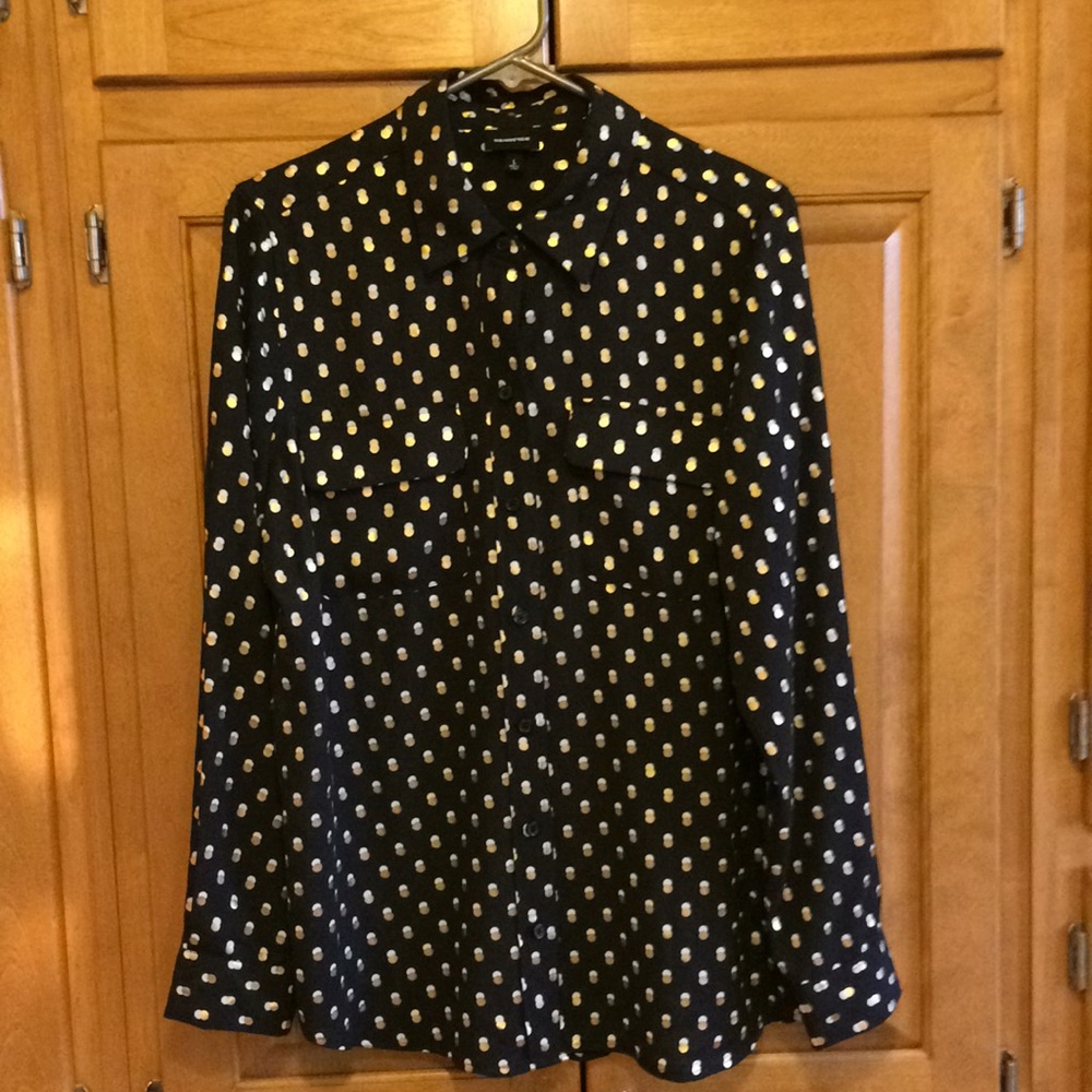 Black Blouse with gold circles