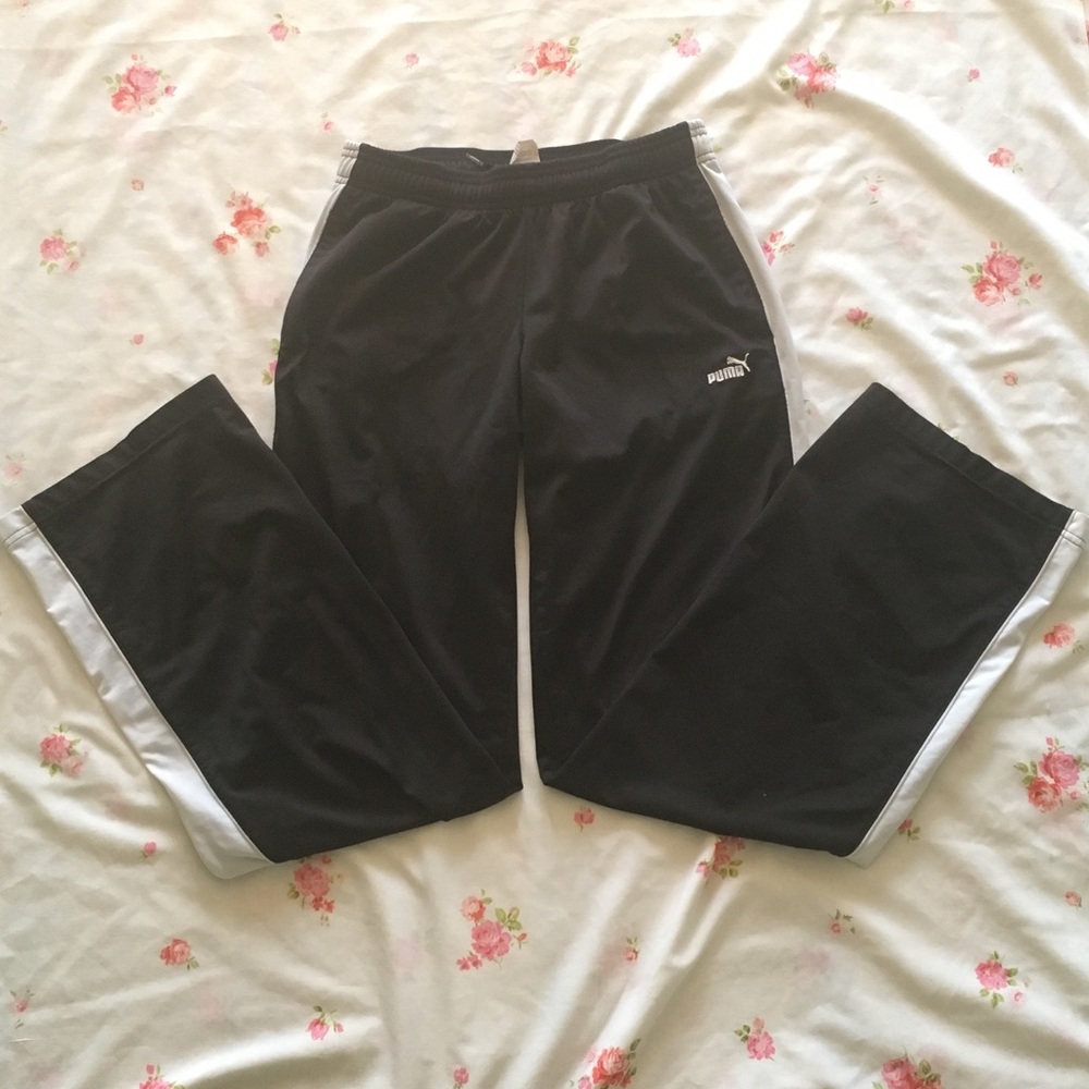 black and white puma sweat/track pants