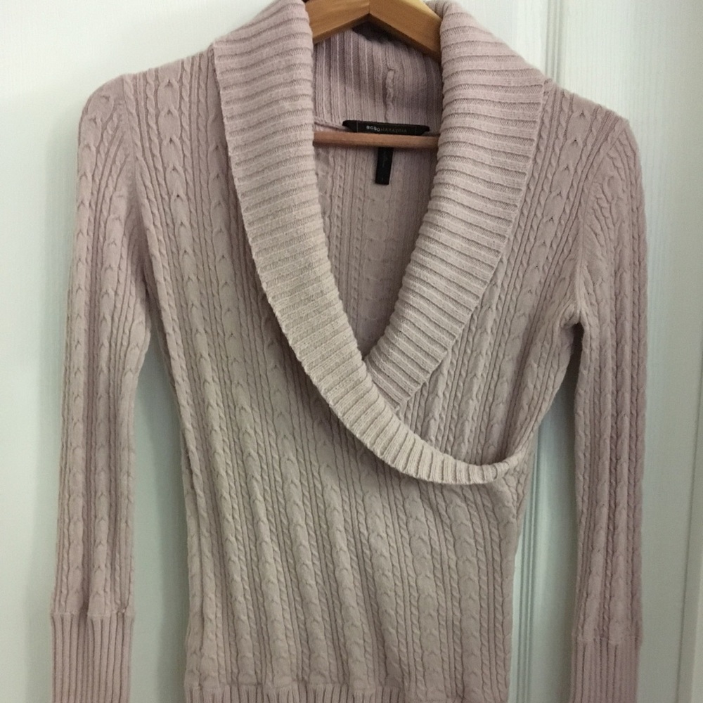Dusty pink cross over front sweater