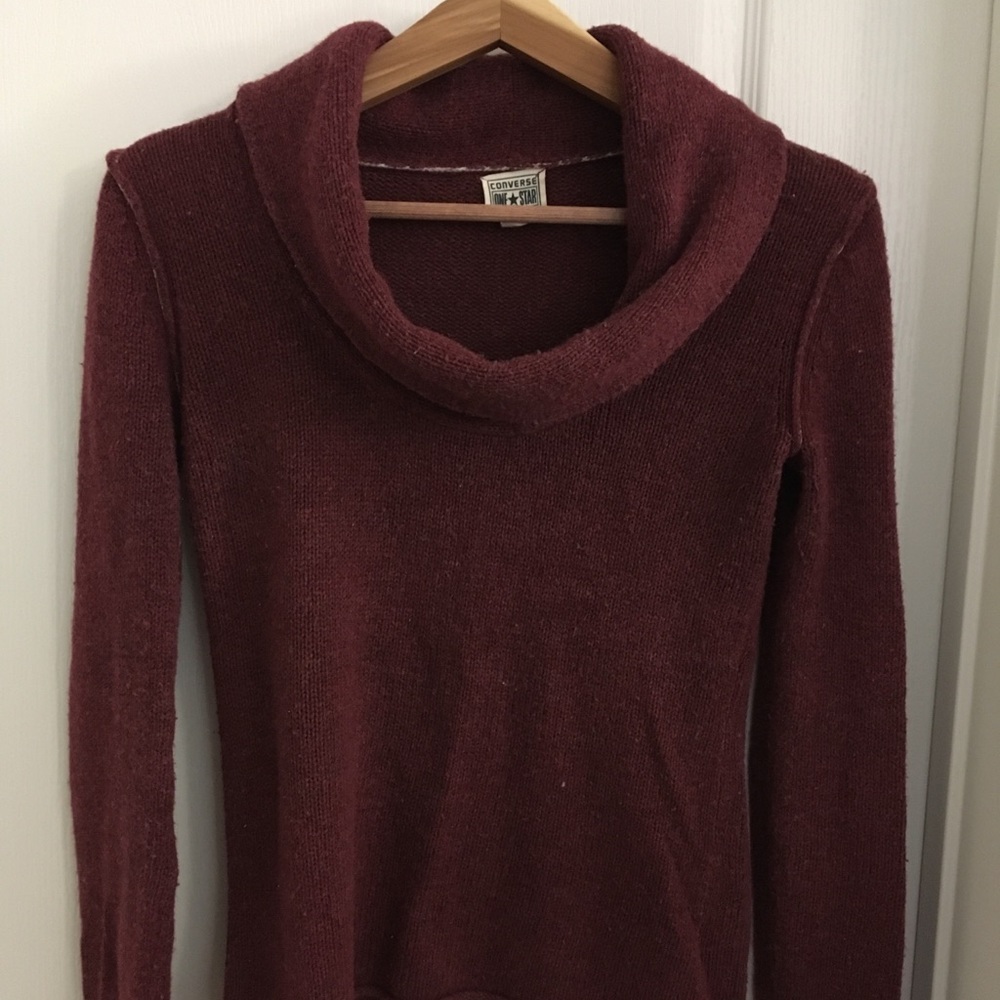 Burgundy cowl neck sweater XS