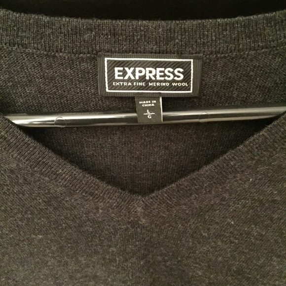 Express Merino Wool Sweater Charcoal Gray L - Picture 2 of 3