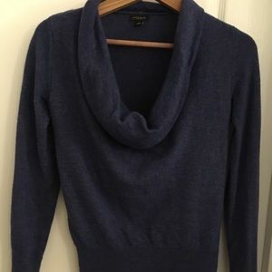 Ann Taylor navy blue sweater cowl neck XS