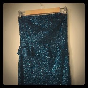 Zara trafaluc Blue Strapless Sequin Mini Dress