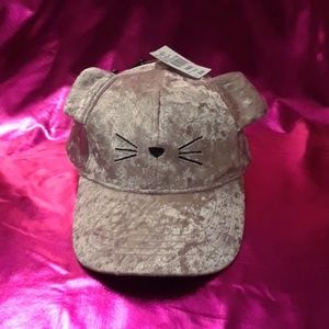 FREE W/ PURCHASE * Pink velvet cat cap for girls