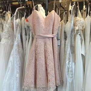 Lace and sequin blush bridesmaids dress!